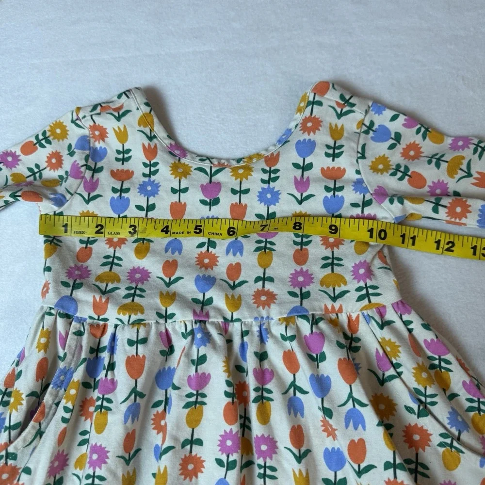 Hanna Andersson Girls Tip Floral Skater Dress Size 3T Pockets Cotton Stretch